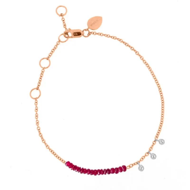 Ruby Bead Bracelet with Diamond Bezels sold by Meira T