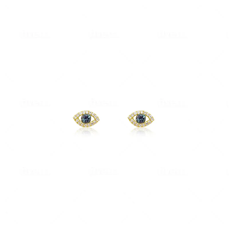 Blue Topaz and Diamond Evil Eye Studs sold by Meira T