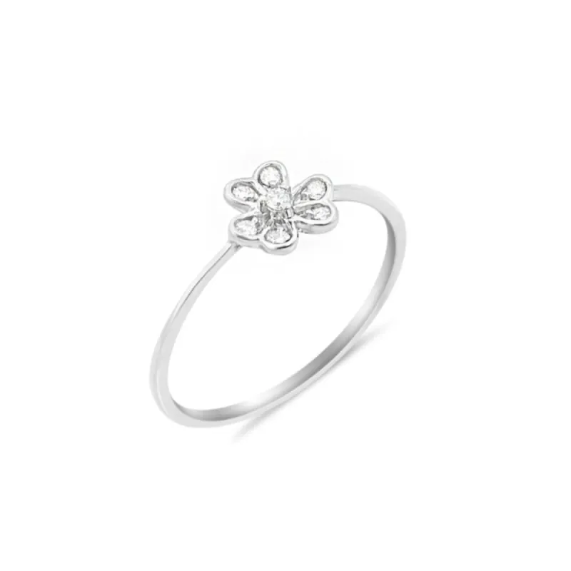 Dainty White Gold Flower Ring sold by Meira T