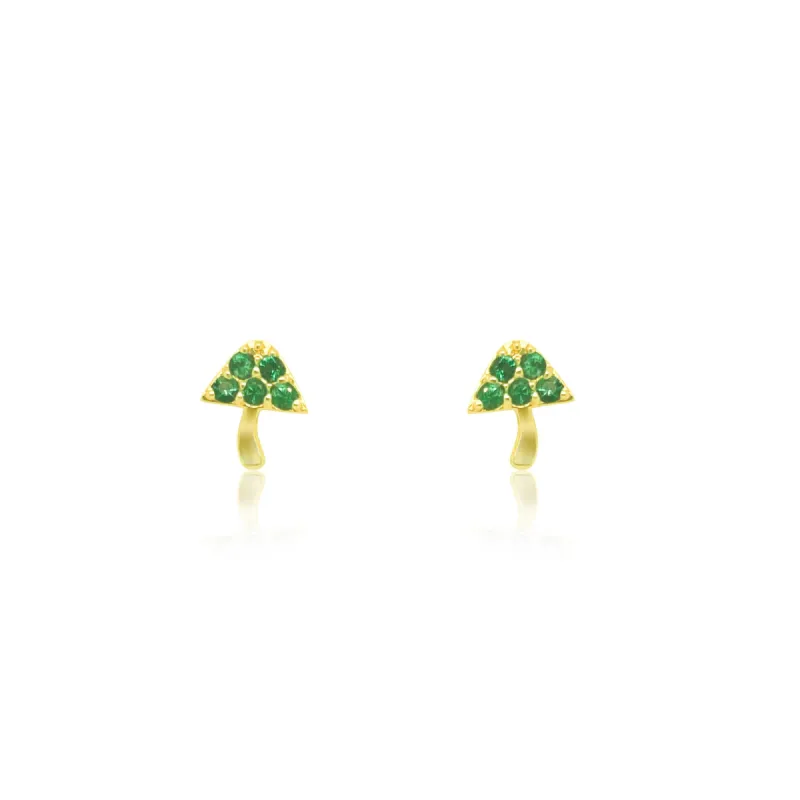 Yellow Gold Emerald Mushroom Studs- Online Exclusive sold by Meira T