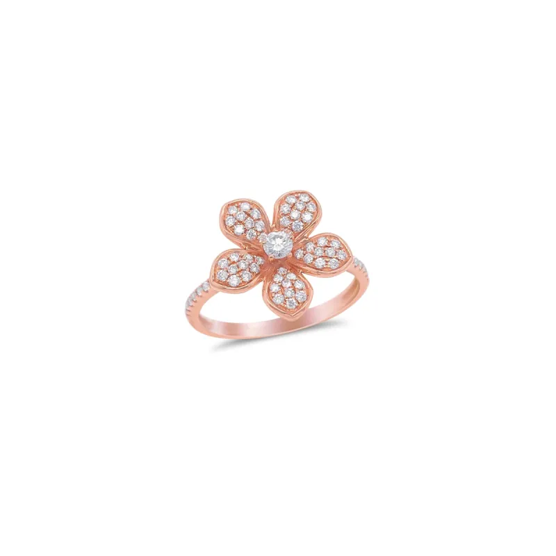 Rose Gold Diamond Flower Ring- Online Exclusive sold by Meira T
