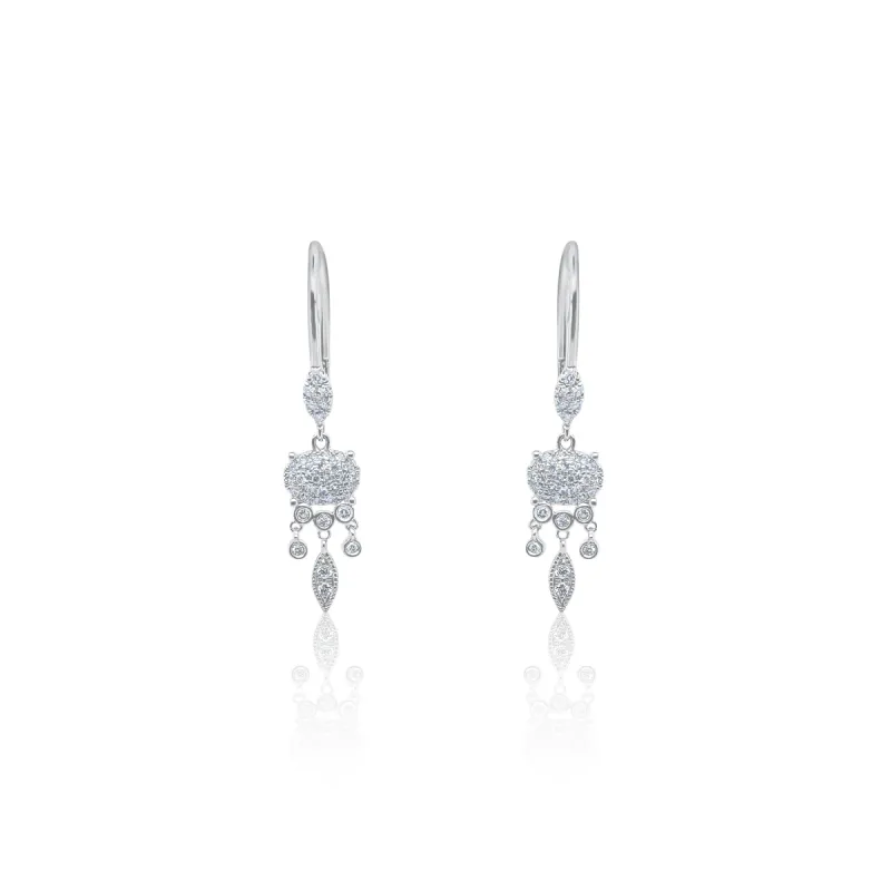 White Gold Diamond Drop Earrings sold by Meira T