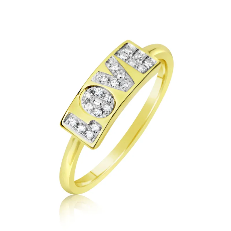 Diamond Love Plate Ring sold by Meira T
