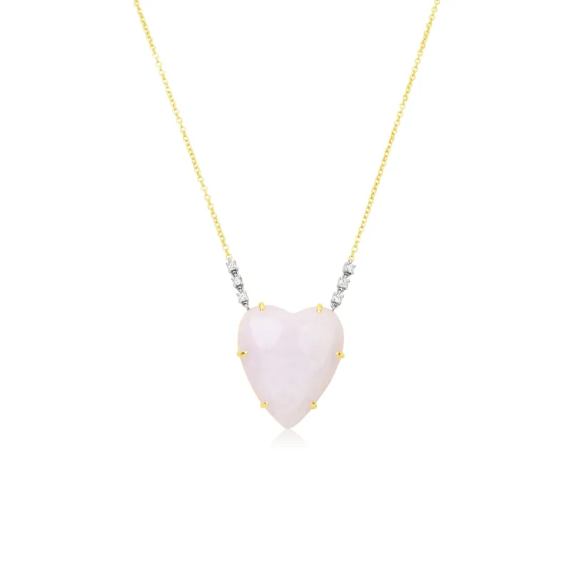 Purple Jade Heart and Diamond Necklace sold by Meira T