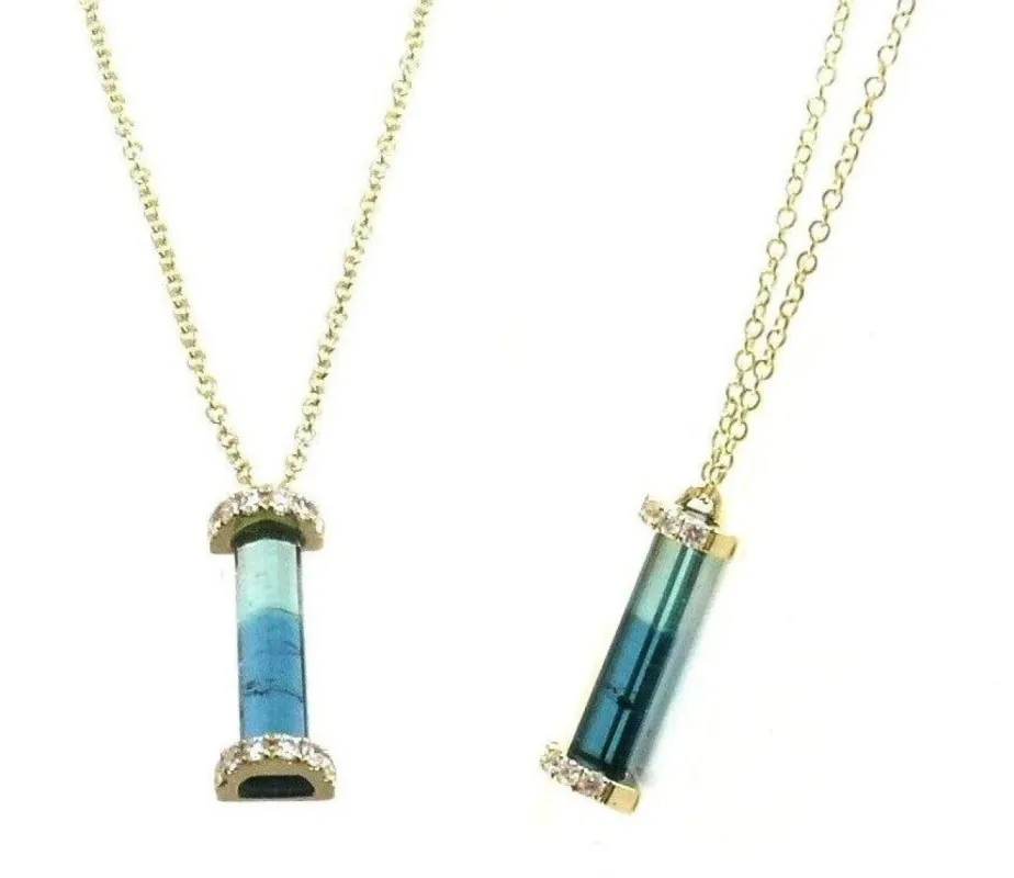 White Gold Watermelon Tourmaline Necklace sold by Meira T