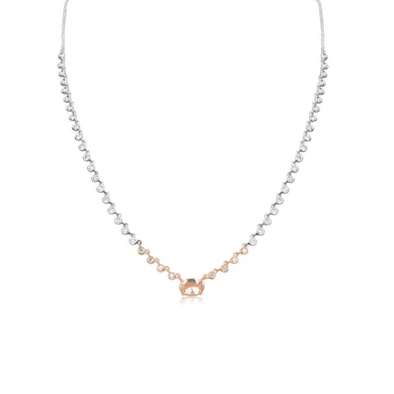 White Gold Diamond and Morganite Necklace sold by Meira T