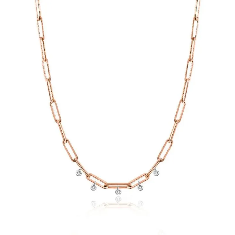 Rose Gold 16 inches Chunky Chain Diamond Necklace sold by Meira T