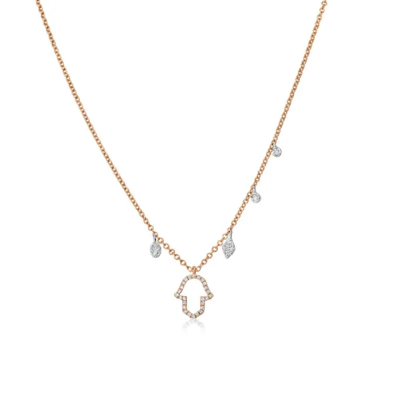 Rose Gold Hamsa Diamond Necklace sold by Meira T