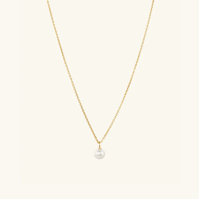 18k Gold Vermeil Handcrafted Mini Pearl Pendant Necklace - Jewelry | Mejuri sold by Mejuri