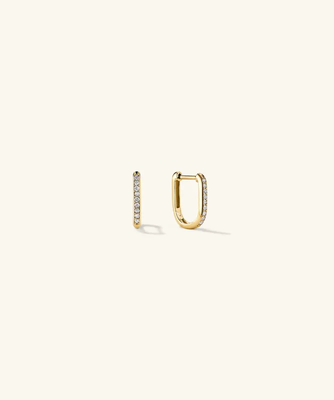 14k Gold Handcrafted Pavé Diamond U Hoop Earrings - Jewelry | Mejuri sold by Mejuri