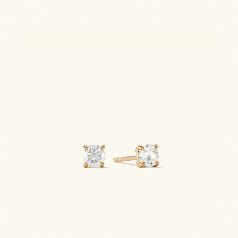 18k Gold Vermeil Round Topaz Studs - Handcrafted Jewelry | Mejuri sold by Mejuri