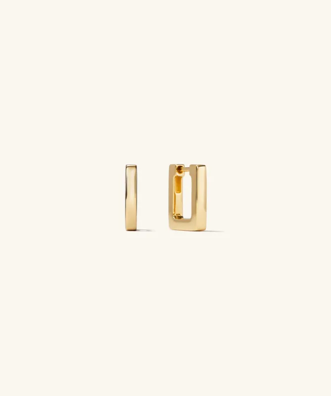 18k Gold Vermeil Block Small Hoop Earrings - Jewelry | Mejuri sold by Mejuri