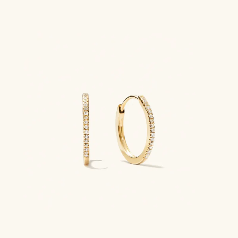14k Gold Handcrafted Pavé Diamond Small Hoop Earrings - Jewelry | Mejuri sold by Mejuri