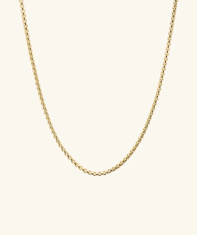 2.5mm 14k Yellow Gold Round Box Chain Necklace | Mejuri Jewelry sold by Mejuri