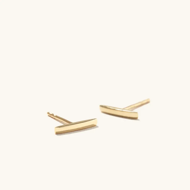 14k Yellow Gold Bar Stud Earrings - Jewelry | Mejuri sold by Mejuri