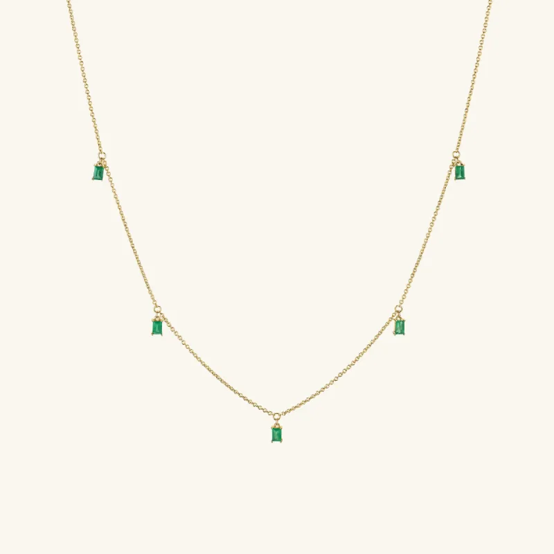 14k Gold Baguette Gemstone Station Necklace - Jewelry | Mejuri sold by Mejuri