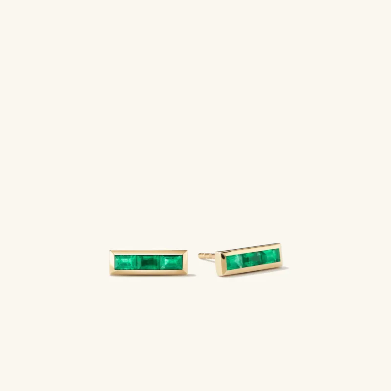 14k Gold Emerald Baguette Stud Earrings - Jewelry | Mejuri sold by Mejuri
