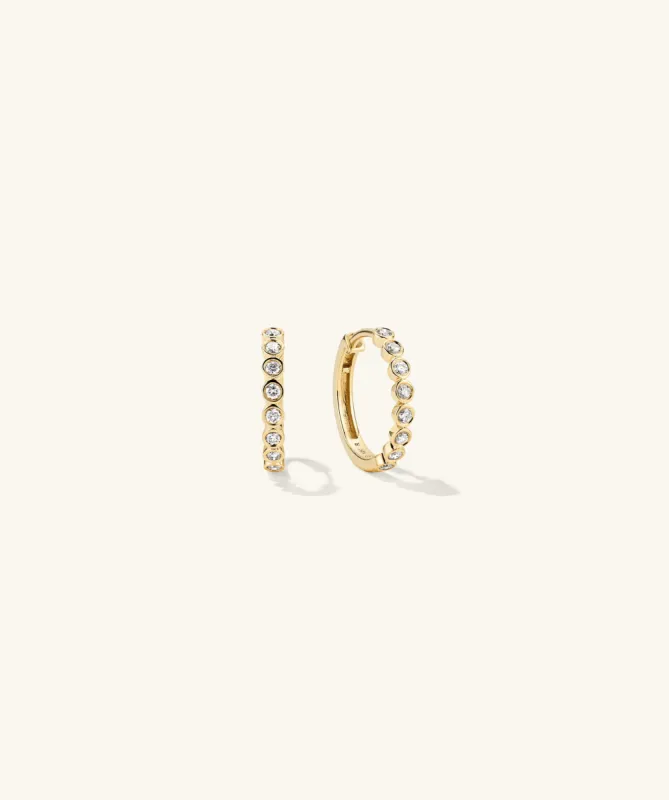 14k Gold Bezel Lab Grown Diamond Small Hoop Earrings - Jewelry | Mejuri sold by Mejuri