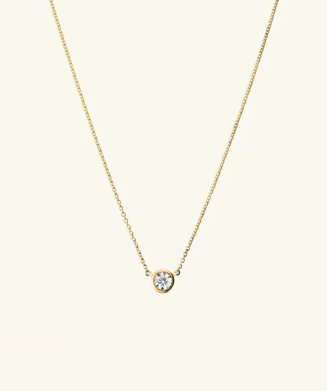14k Gold Bezel Lab Grown Diamond Necklace - Jewelry | Mejuri sold by Mejuri