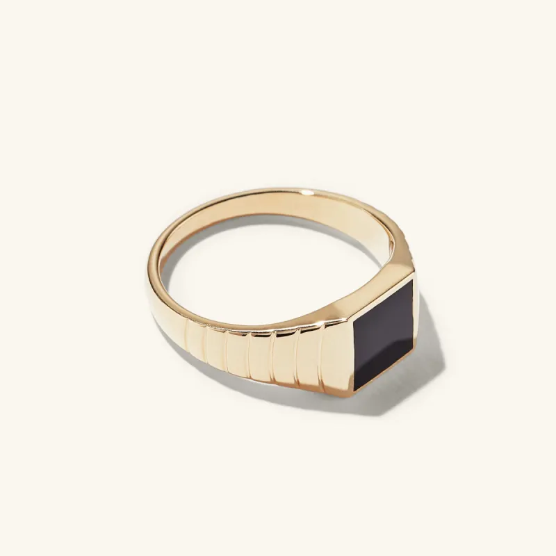 14k Gold Black Onyx Square Signet Ring - Jewelry | Mejuri sold by Mejuri