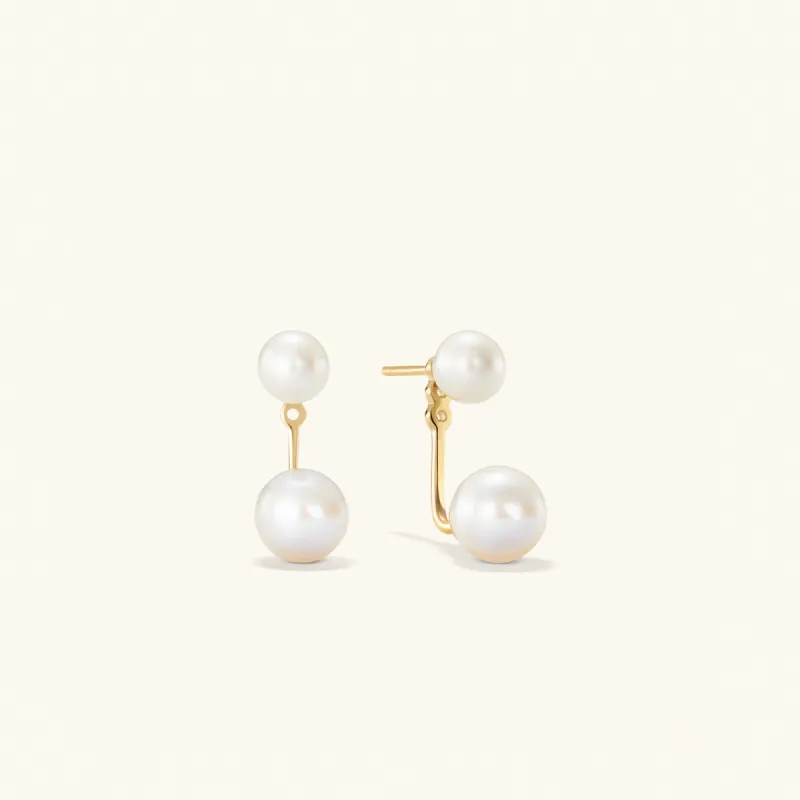 Gold Vermeil Bold Pearl Ear Jacket Studs - Earring Jewelry | Mejuri sold by Mejuri