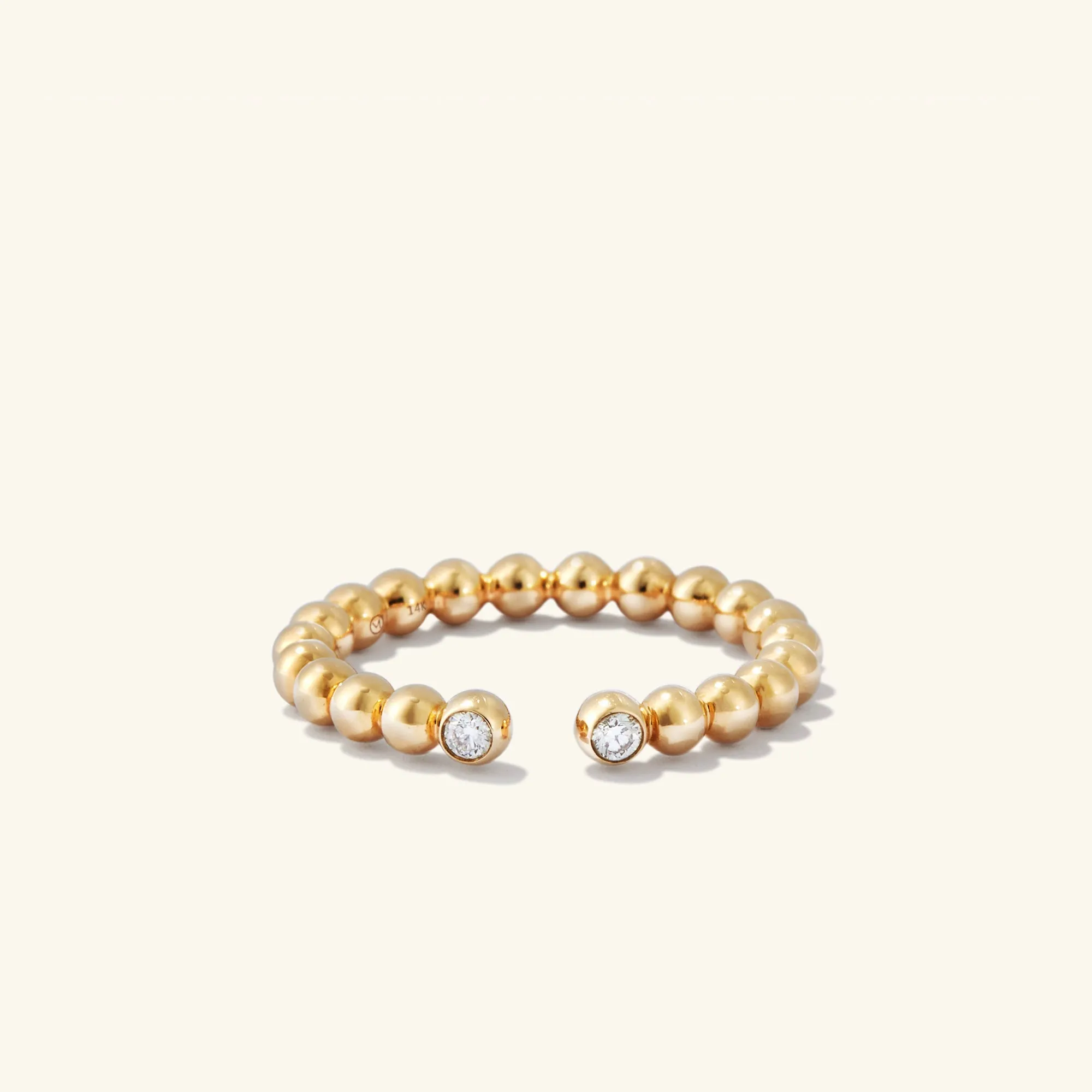 14k Gold Bold Beaded Diamond Open Ring - Jewelry | Mejuri sold by Mejuri