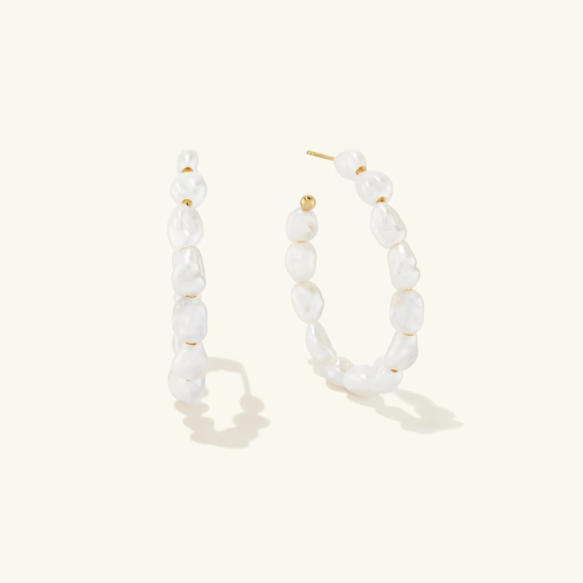 14k Gold Vermeil Bold Pearl Hoop Earrings - Jewelry | Mejuri sold by Mejuri