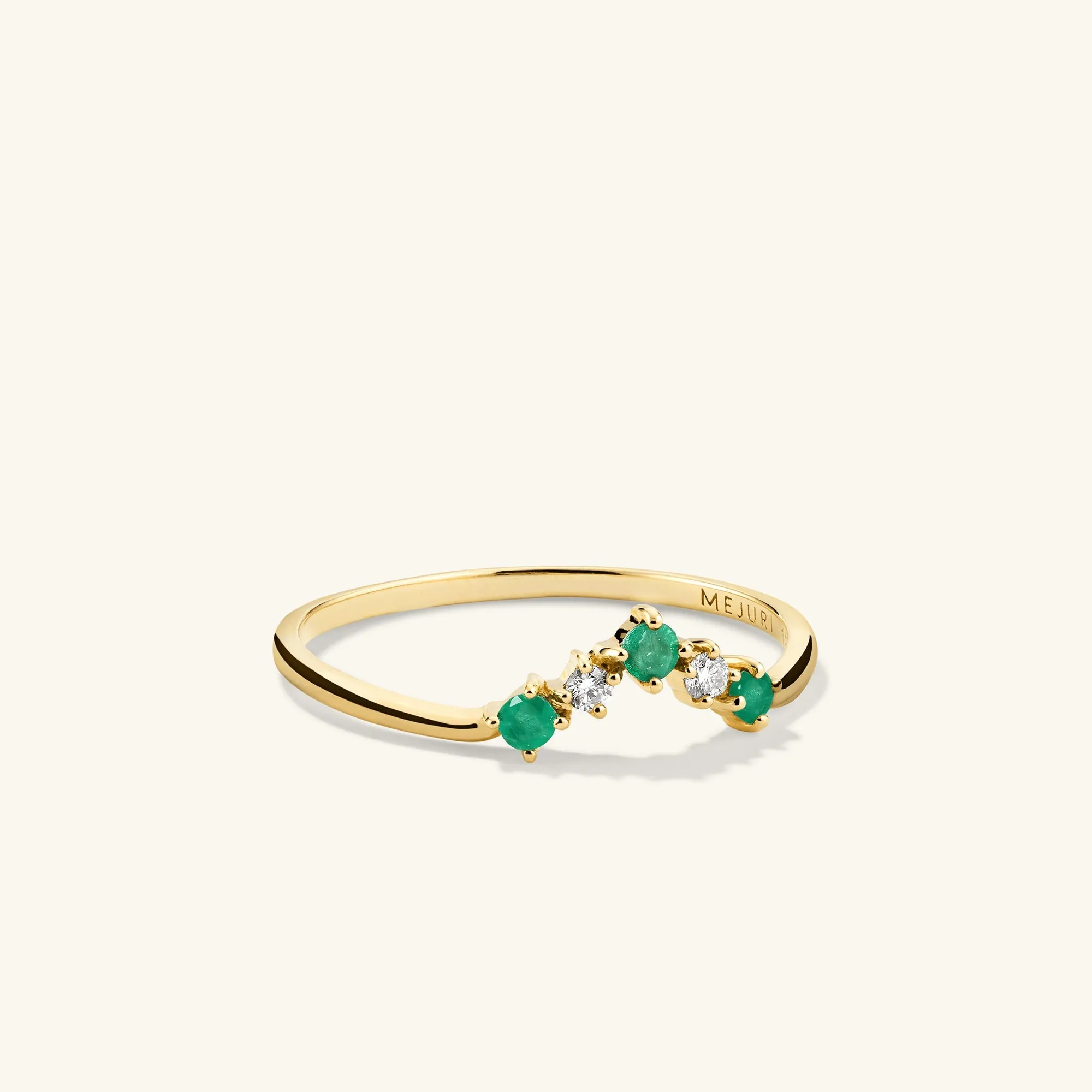 14k Gold Emerald and Diamond Wishbone Ring - Jewelry | Mejuri sold by Mejuri