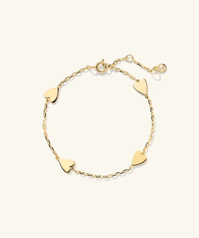Gold Vermeil Handcrafted Heart Station Bracelet - Jewelry | Mejuri sold by Mejuri