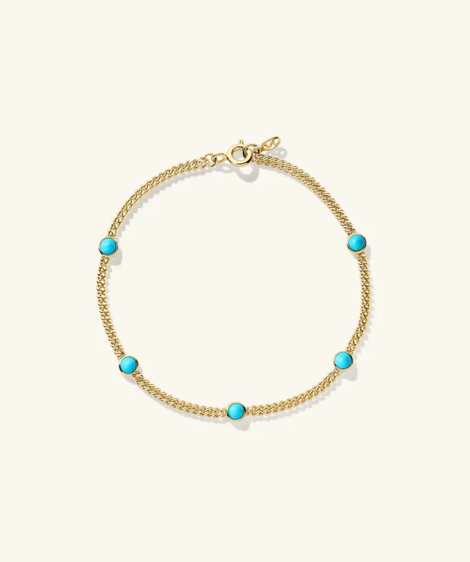 18k Gold Vermeil Gemstone Curb Chain Bracelet with Turquoise - Jewelry | Mejuri sold by Mejuri