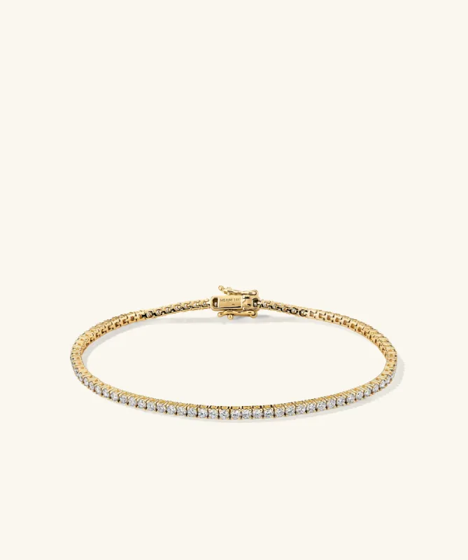 14k Gold Handcrafted Lab Grown Diamond Tennis Bracelet 1.8mm - Jewelry | Mejuri sold by Mejuri