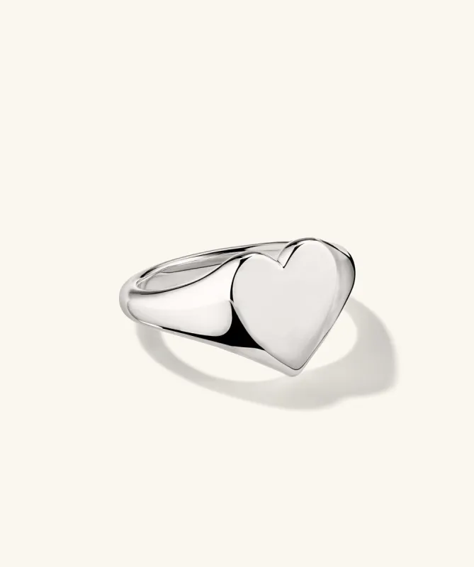 Sterling Silver Handcrafted Large Heart Signet Ring - Jewelry | Mejuri sold by Mejuri