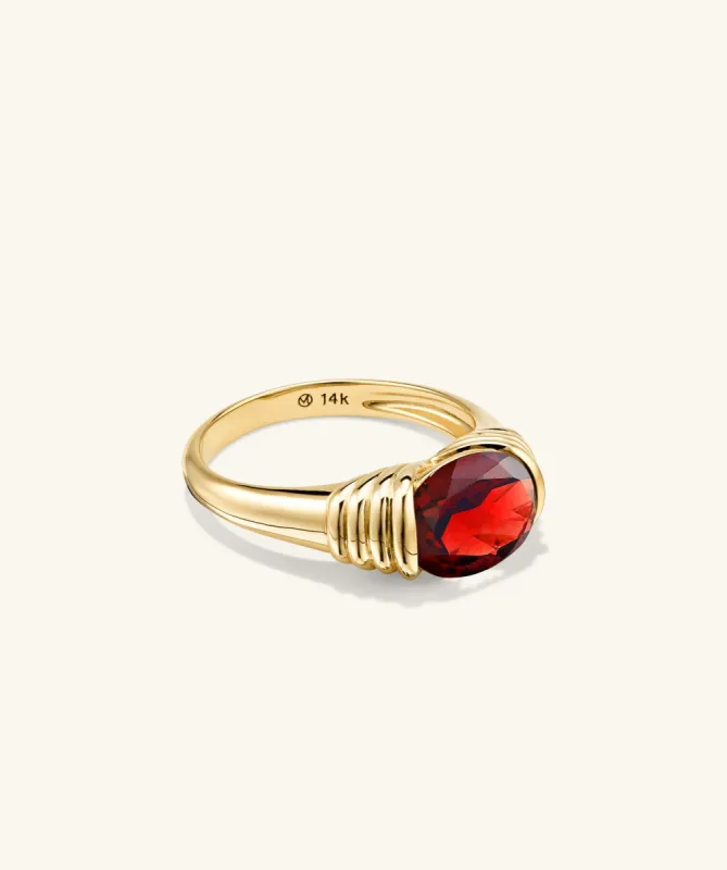 14k Gold Handcrafted Heirloom Garnet Ring - Jewelry | Mejuri sold by Mejuri