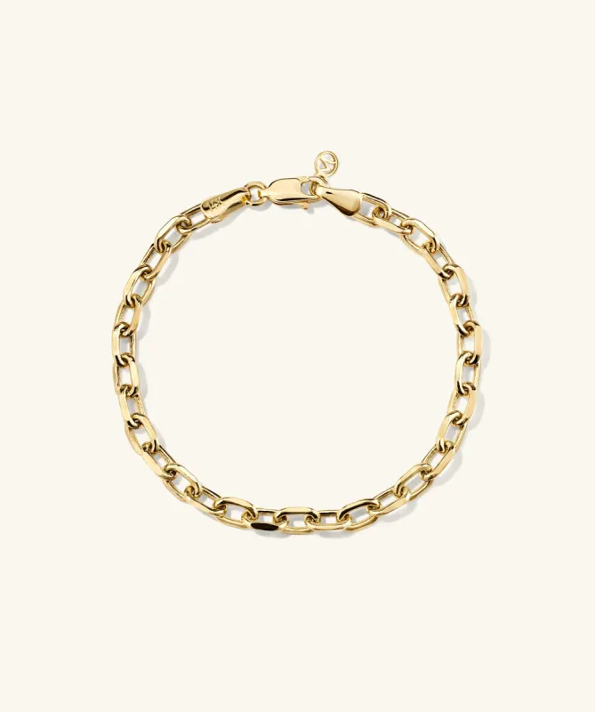 14k Gold Handcrafted Large Square Oval Chain Bracelet - Jewelry | Mejuri sold by Mejuri