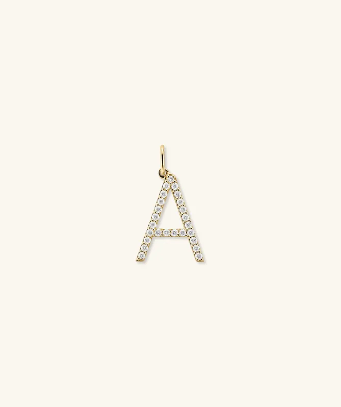 14k Gold Handcrafted Lab Grown Diamond Oversized Letter Charm - Jewelry | Mejuri sold by Mejuri