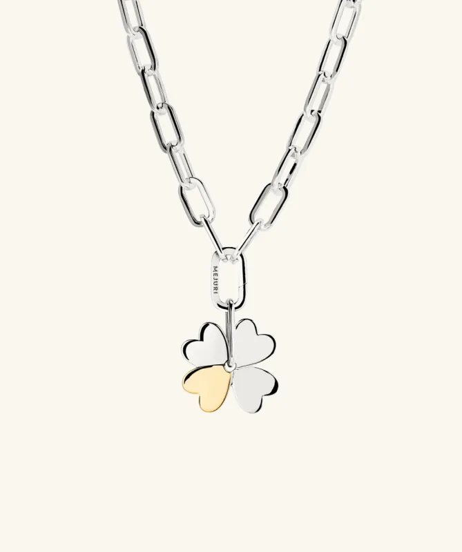 Gold Vermeil and Sterling Silver Mejuri x GANNI Clover Charm Necklace - Jewelry | Mejuri sold by Mejuri