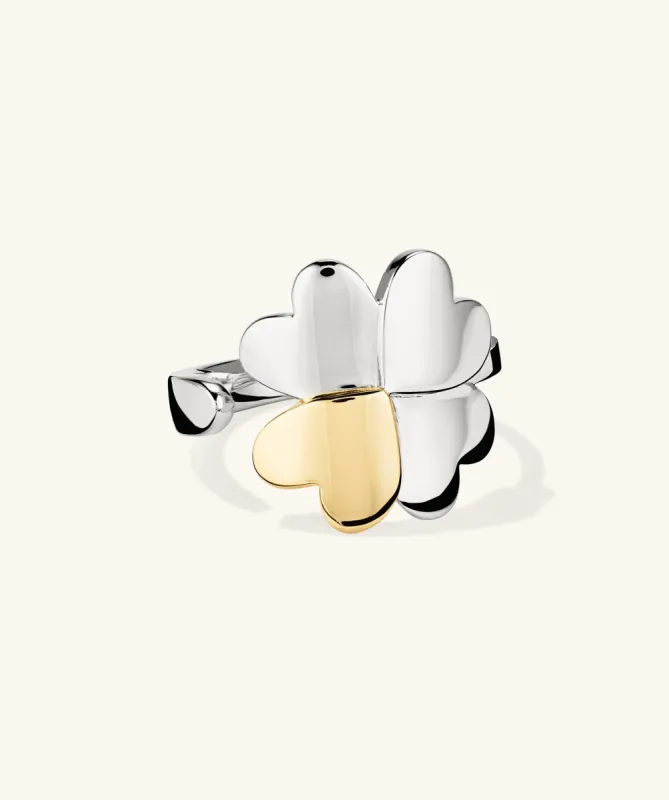 Gold Vermeil and Sterling Silver Mejuri x GANNI Clover Wrap Ring - Jewelry | Mejuri sold by Mejuri
