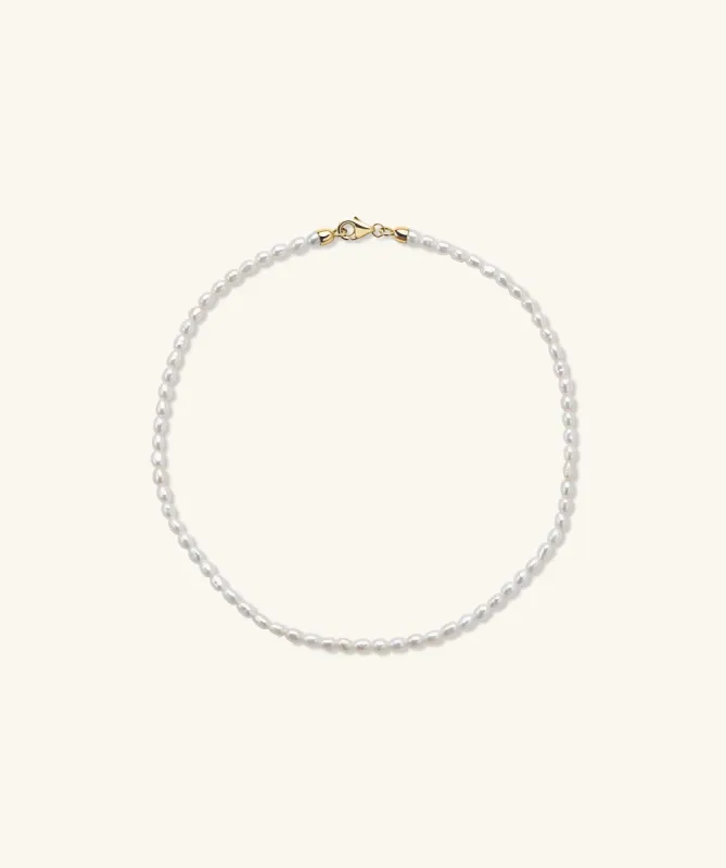 14k Gold Handcrafted Micro Pearl Anklet - Jewelry | Mejuri sold by Mejuri