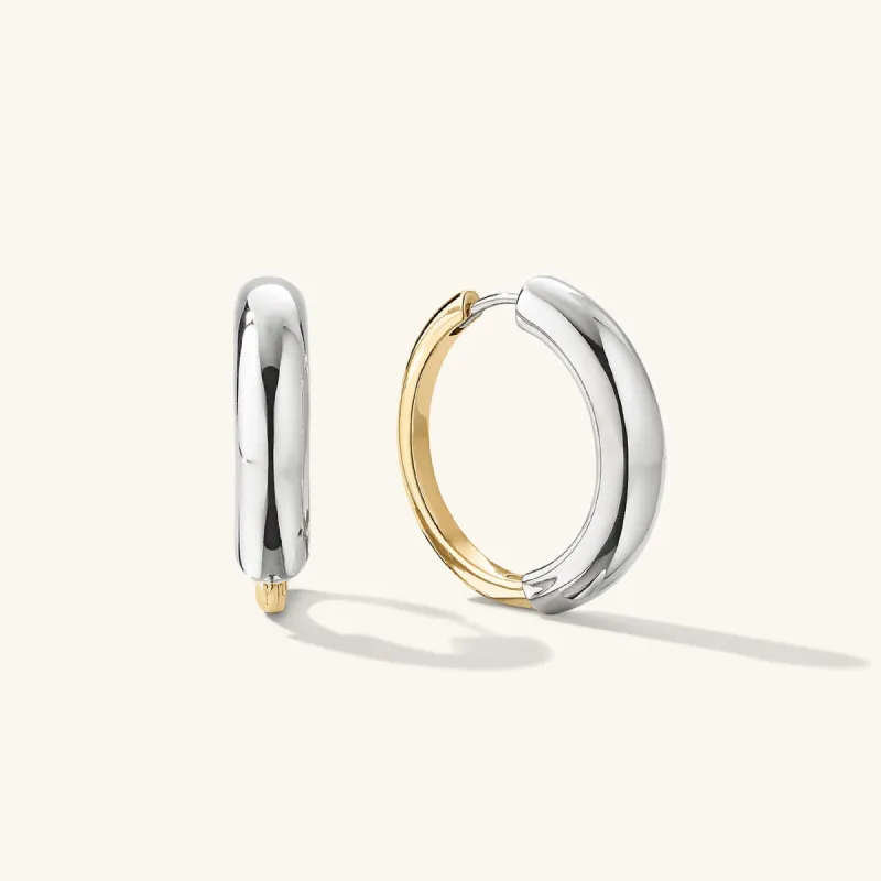 18k Gold Vermeil and Sterling Silver Handcrafted Mixed Large Tube Hoops - Jewelry | Mejuri sold by Mejuri