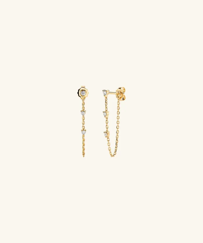 14k Gold Handcrafted Mini Diamond Chain Stud Earrings - Jewelry | Mejuri sold by Mejuri