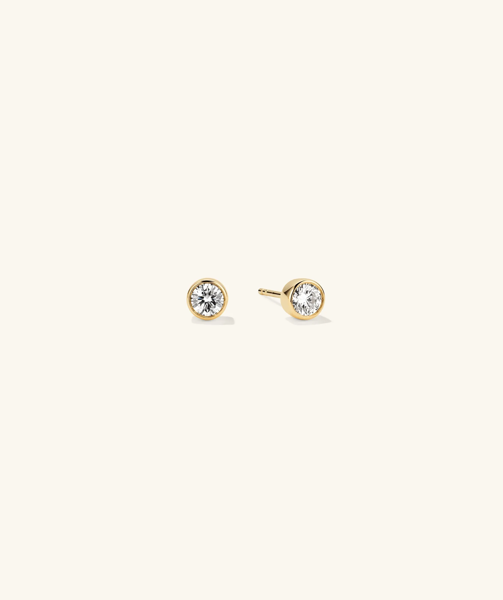 14k Gold Bezel Round Lab Grown Diamond Stud Earrings 0.5 ct - Jewelry | Mejuri sold by Mejuri