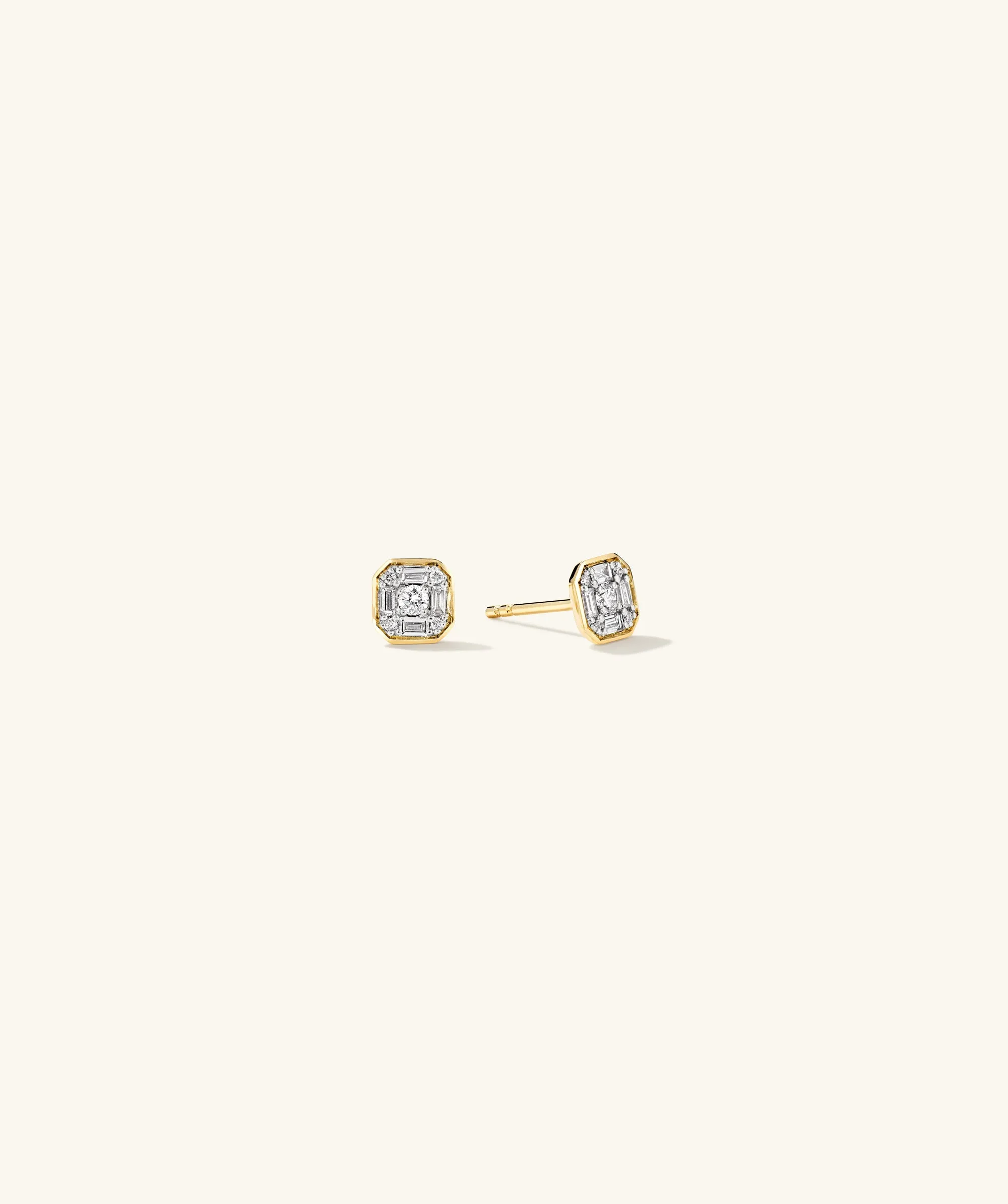 14k Gold Handcrafted Mosaic Cushion Diamond Stud Earrings - Jewelry | Mejuri sold by Mejuri
