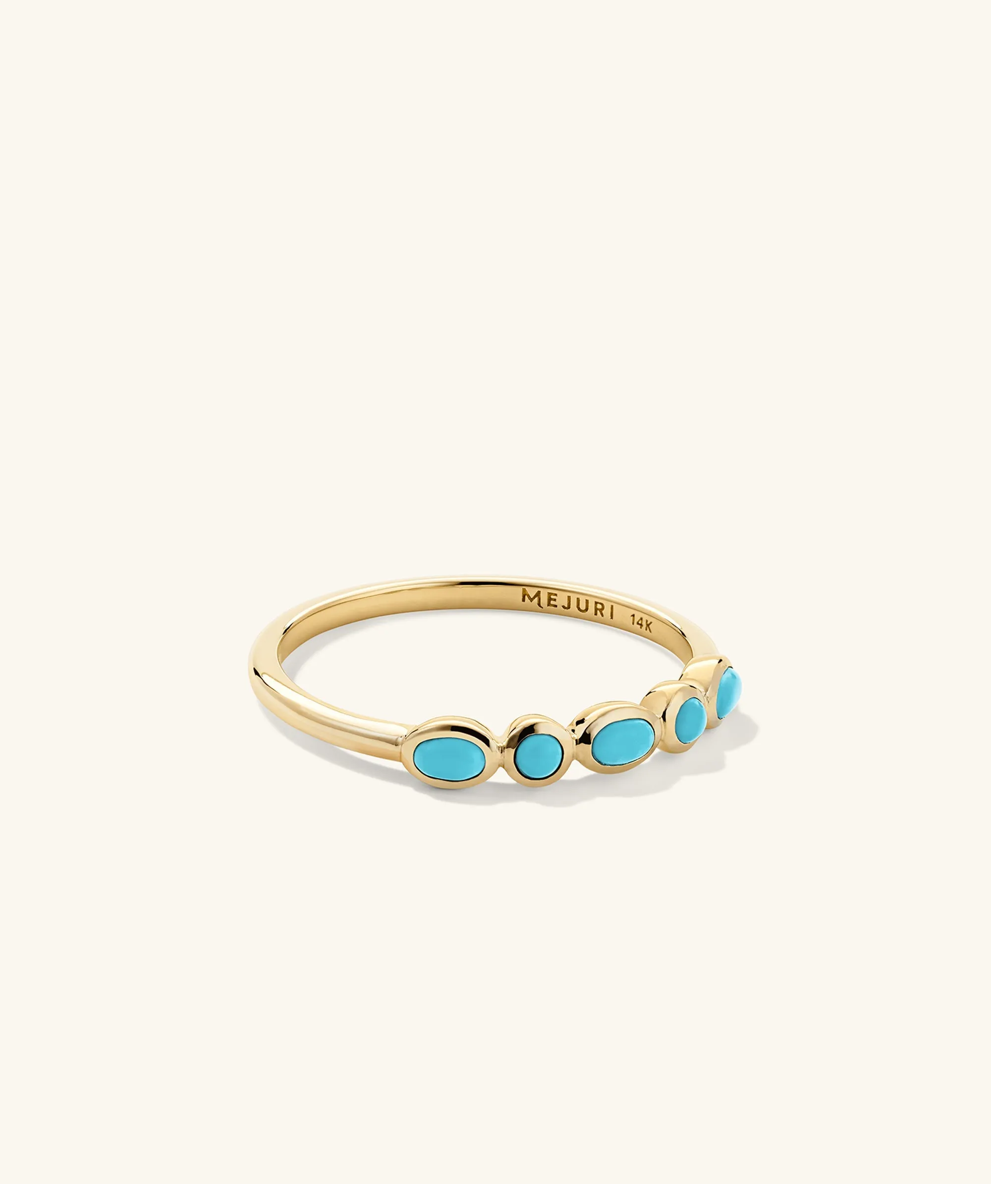 14k Gold Bezel Turquoise Half Eternity Ring - Jewelry | Mejuri sold by Mejuri