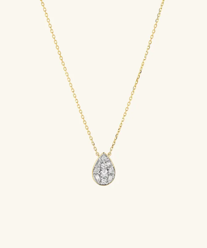 14k Gold Handcrafted Mosaic Pear Diamond Necklace - Jewelry | Mejuri sold by Mejuri