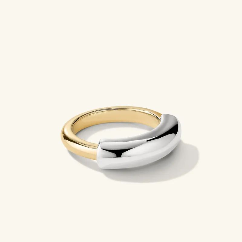 18k Gold Vermeil and Sterling Silver Handcrafted Mixed Tube Ring - Jewelry | Mejuri sold by Mejuri