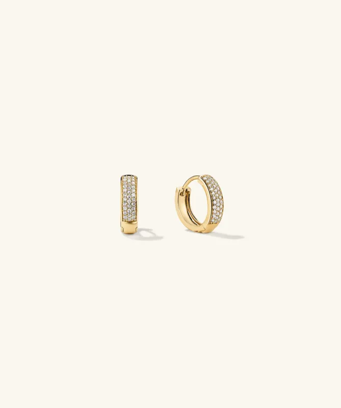 14k Yellow Gold Diamond Huggie Hoop Earrings | Mejuri sold by Mejuri