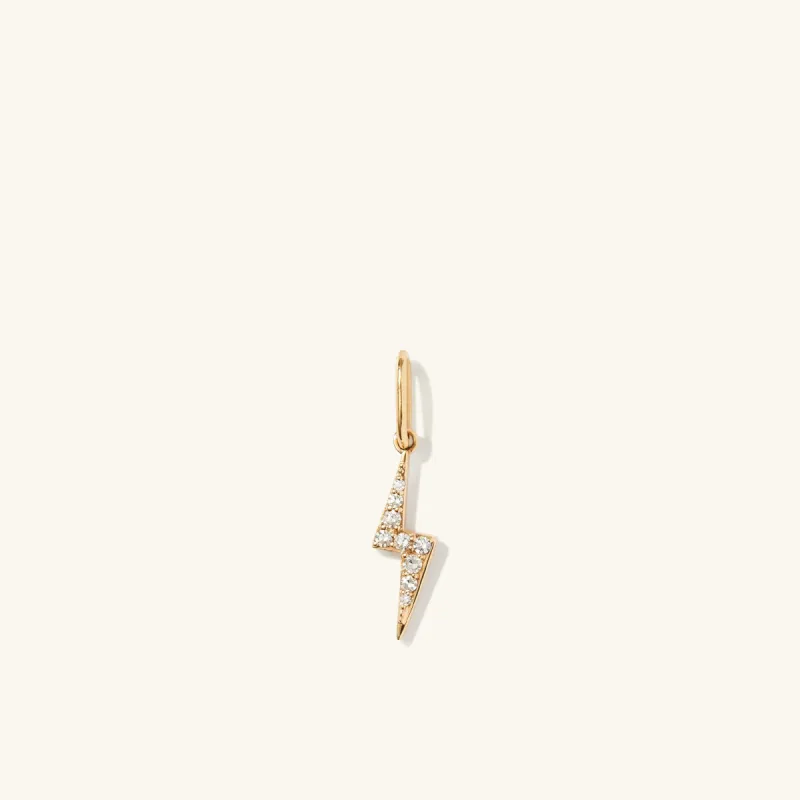 14k Gold Handcrafted Pavé Diamond Lightning Bolt Charm - Jewelry | Mejuri sold by Mejuri