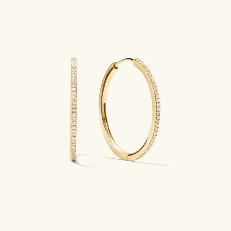 14k Gold Handcrafted Pavé Diamond Large Hoop Earrings - Jewelry | Mejuri sold by Mejuri