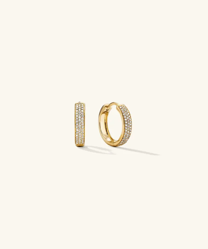 Bold Pavé Diamond Small Hoops in 14k Gold - Jewelry | Mejuri sold by Mejuri
