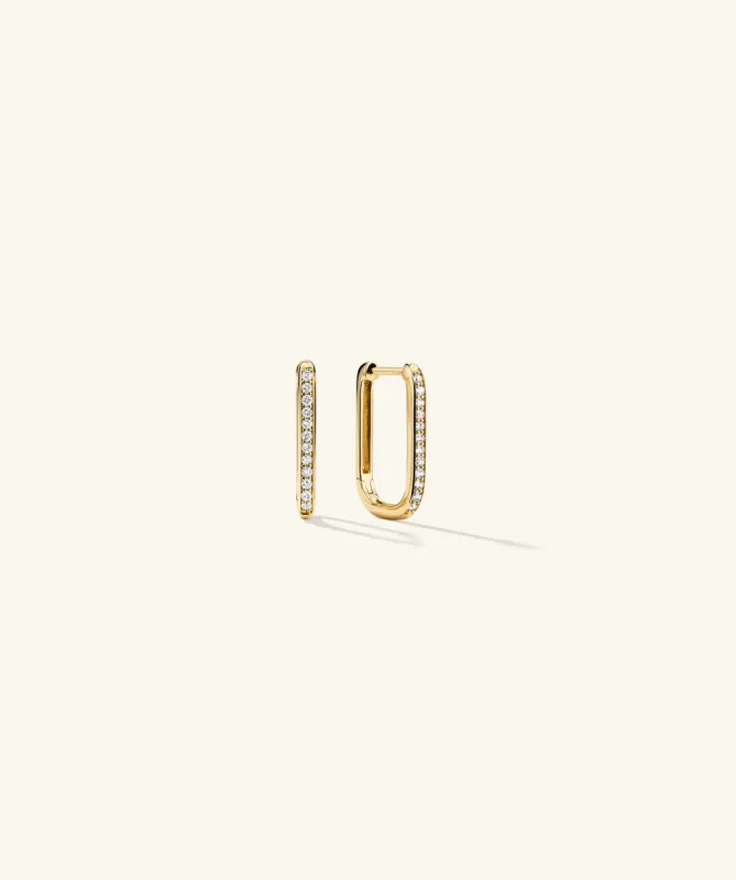 14k Gold Handcrafted Pavé Diamond Small U Hoop Earrings - Jewelry | Mejuri sold by Mejuri